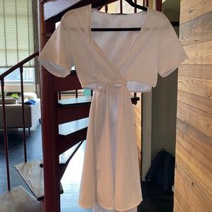 Zara Short sleeve White dress with cut outs